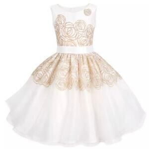 Disney Store Belle Fancy Girls Designer Party Dress Size 5/6 NEW